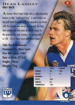 1997 Select AFL Ultimate Series #7 Dean Laidley Back